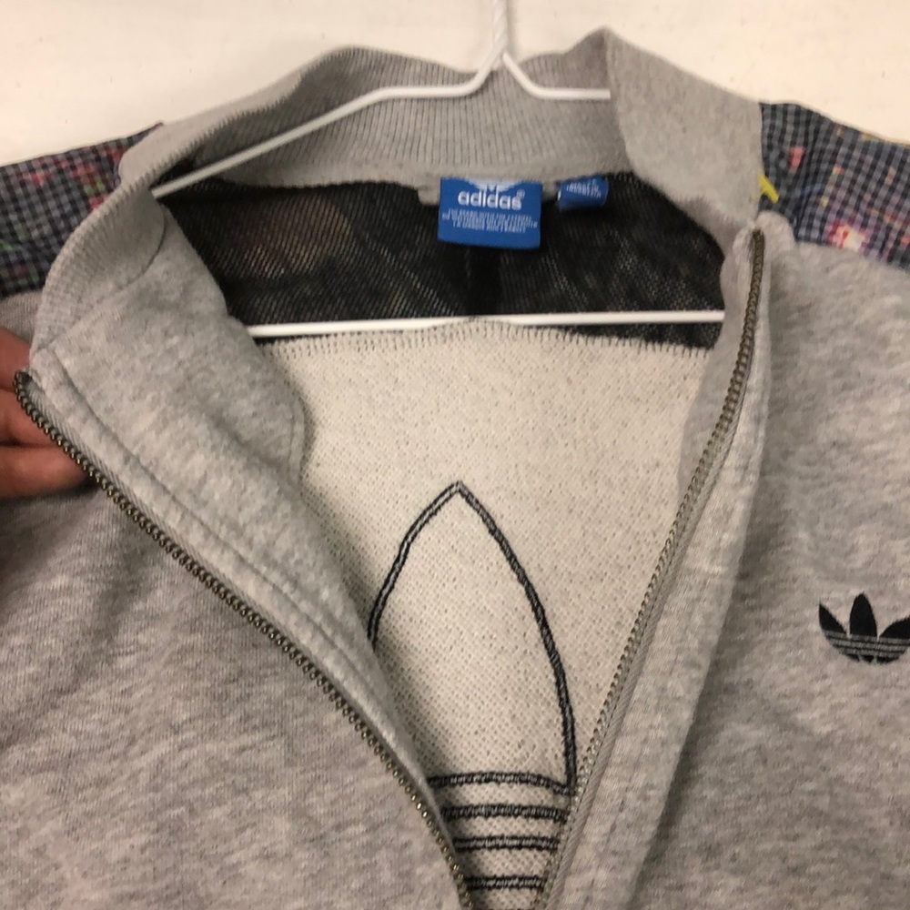 Adidas TKO Supper TT Zip Up Jacket M Grey Geometric Logo Three Stripes Life - Picture 2 of 7